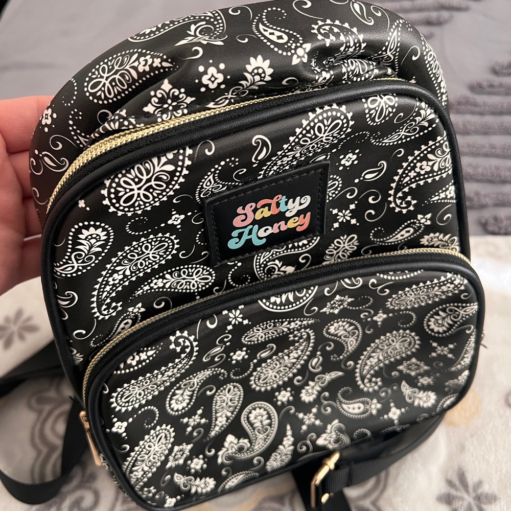 Salty Honey Black Paisley Women's Mini Backpack